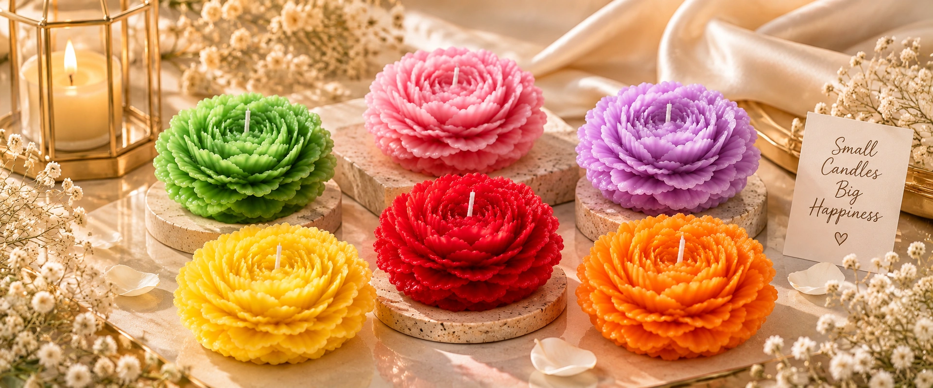 Peony flower candle
