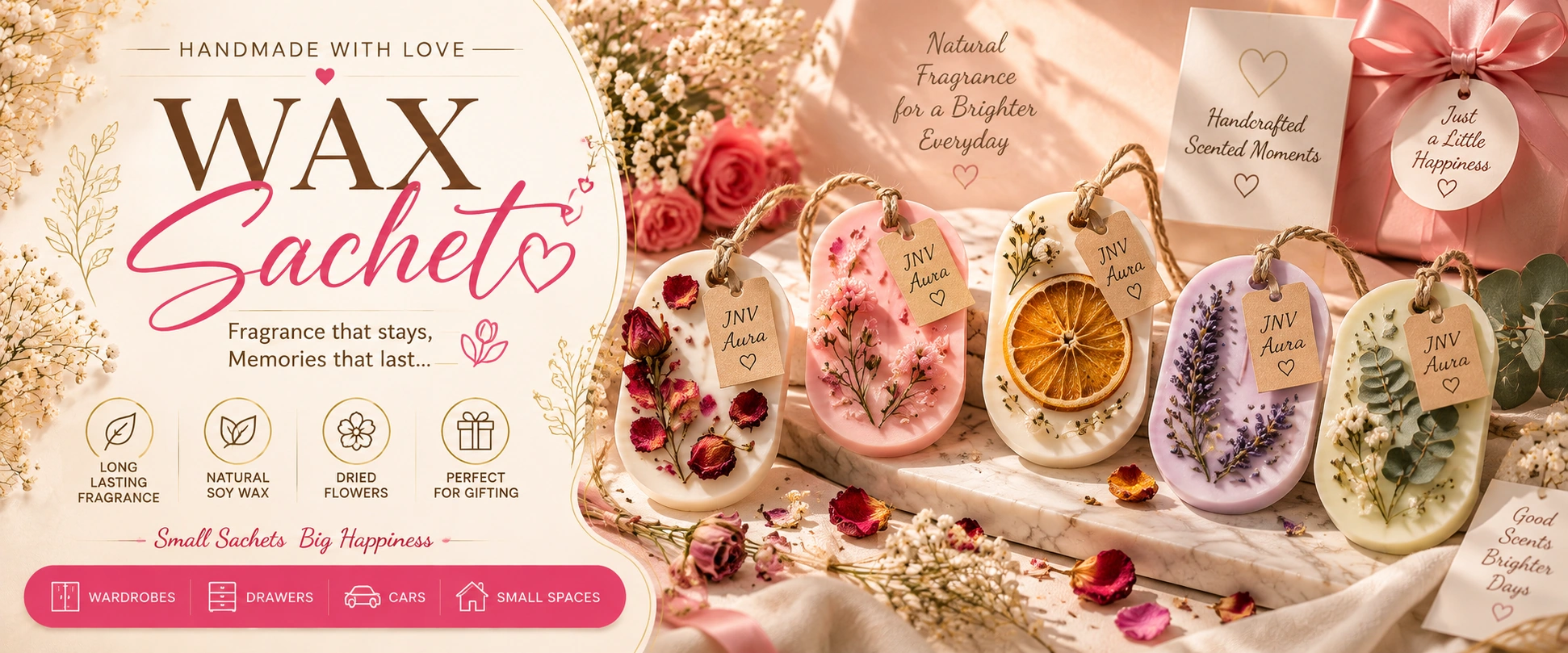 Wax sachet banner